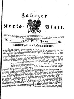 Zabrzer Kreis-Blatt on Jan 26, 1911