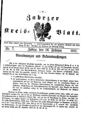 Zabrzer Kreis-Blatt vom 16.02.1911