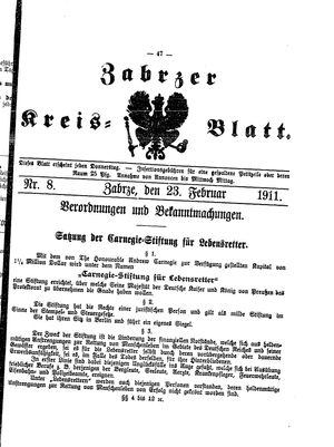 Zabrzer Kreis-Blatt vom 23.02.1911