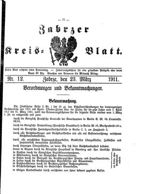 Zabrzer Kreis-Blatt vom 23.03.1911