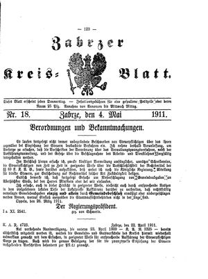 Zabrzer Kreis-Blatt vom 04.05.1911