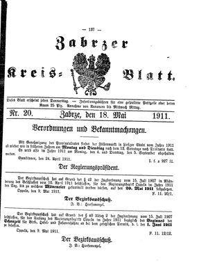 Zabrzer Kreis-Blatt vom 18.05.1911