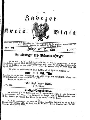 Zabrzer Kreis-Blatt vom 26.05.1911