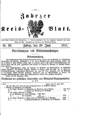 Zabrzer Kreis-Blatt vom 29.06.1911
