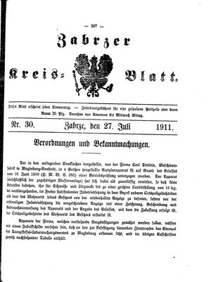 Zabrzer Kreis-Blatt on Jul 27, 1911