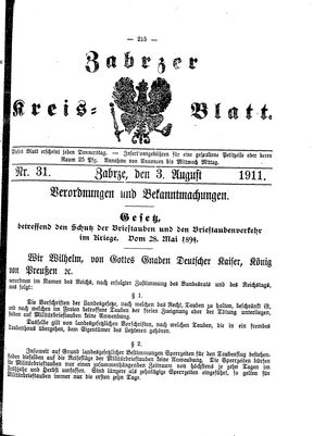 Zabrzer Kreis-Blatt on Aug 3, 1911