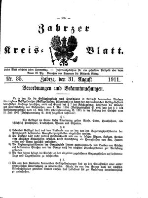 Zabrzer Kreis-Blatt vom 31.08.1911