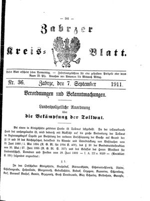 Zabrzer Kreis-Blatt vom 07.09.1911