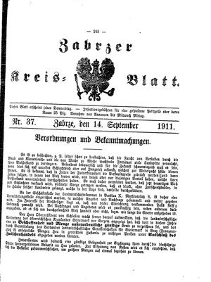 Zabrzer Kreis-Blatt on Sep 14, 1911