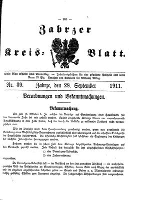 Zabrzer Kreis-Blatt vom 28.09.1911