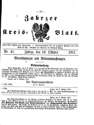 Zabrzer Kreis-Blatt vom 12.10.1911