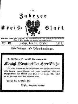 Zabrzer Kreis-Blatt vom 19.10.1911