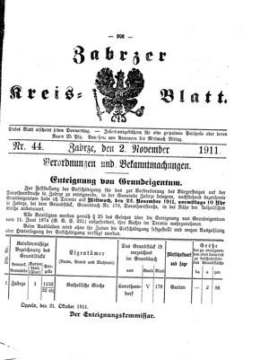 Zabrzer Kreis-Blatt on Nov 2, 1911