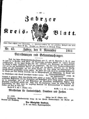 Zabrzer Kreis-Blatt vom 09.11.1911