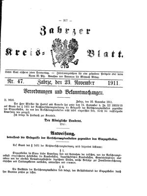 Zabrzer Kreis-Blatt on Nov 23, 1911
