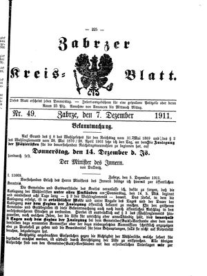 Zabrzer Kreis-Blatt on Dec 7, 1911