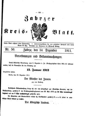 Zabrzer Kreis-Blatt vom 14.12.1911