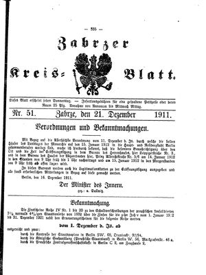 Zabrzer Kreis-Blatt vom 21.12.1911