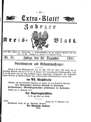 Zabrzer Kreis-Blatt vom 22.12.1911