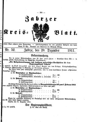 Zabrzer Kreis-Blatt vom 28.12.1911