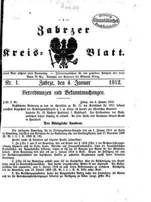 Zabrzer Kreis-Blatt vom 04.01.1912