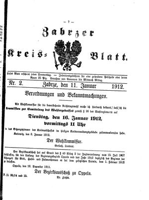 Zabrzer Kreis-Blatt vom 11.01.1912