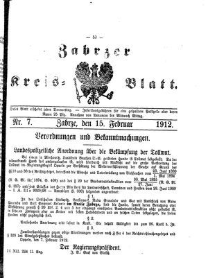 Zabrzer Kreis-Blatt vom 15.02.1912