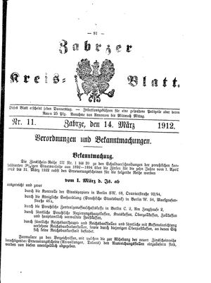 Zabrzer Kreis-Blatt vom 14.03.1912