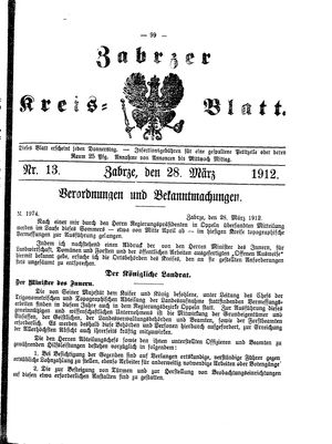 Zabrzer Kreis-Blatt on Mar 28, 1912