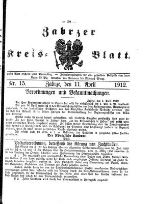 Zabrzer Kreis-Blatt vom 11.04.1912
