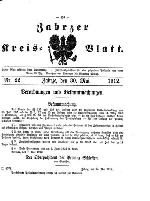 Zabrzer Kreis-Blatt vom 30.05.1912
