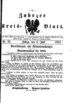 Zabrzer Kreis-Blatt on Jun 6, 1912