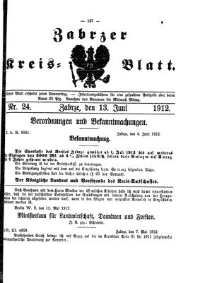 Zabrzer Kreis-Blatt vom 13.06.1912