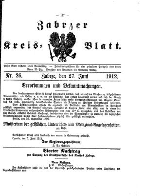 Zabrzer Kreis-Blatt vom 27.06.1912
