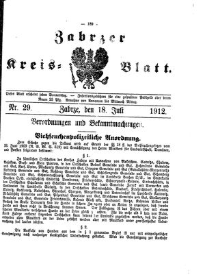 Zabrzer Kreis-Blatt vom 18.07.1912