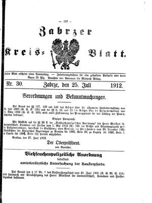 Zabrzer Kreis-Blatt vom 25.07.1912