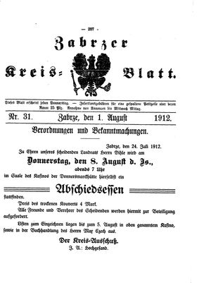 Zabrzer Kreis-Blatt vom 01.08.1912