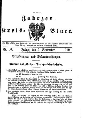 Zabrzer Kreis-Blatt vom 05.09.1912