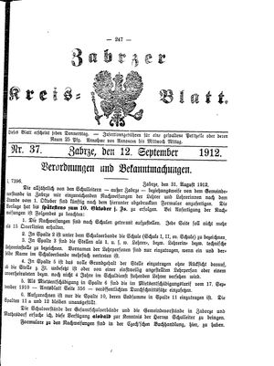 Zabrzer Kreis-Blatt vom 12.09.1912
