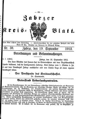 Zabrzer Kreis-Blatt vom 19.09.1912