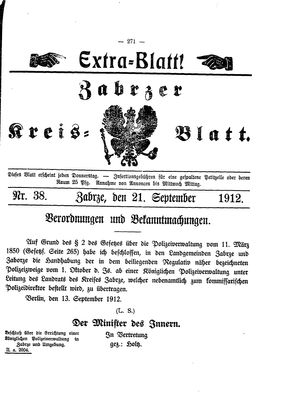 Zabrzer Kreis-Blatt vom 21.09.1912