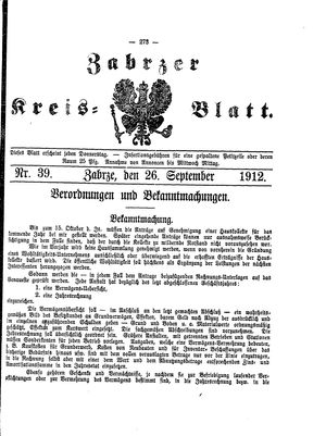 Zabrzer Kreis-Blatt vom 26.09.1912