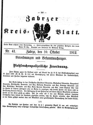 Zabrzer Kreis-Blatt vom 10.10.1912