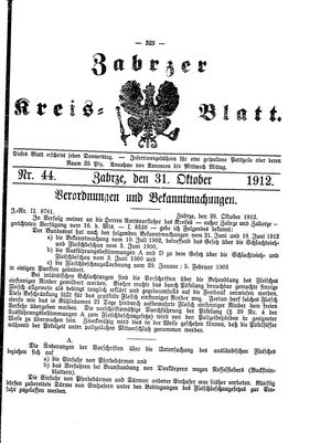 Zabrzer Kreis-Blatt vom 31.10.1912