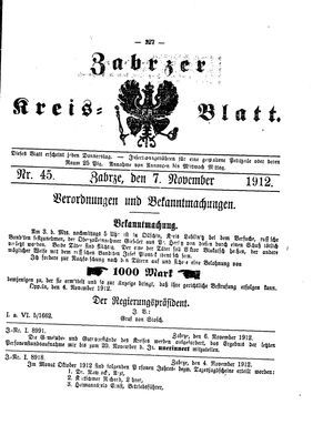 Zabrzer Kreis-Blatt vom 07.11.1912