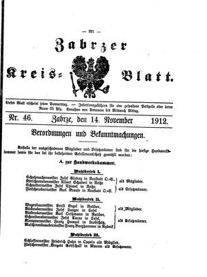 Zabrzer Kreis-Blatt vom 14.11.1912