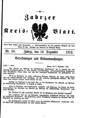 Zabrzer Kreis-Blatt vom 12.12.1912