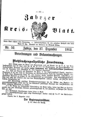 Zabrzer Kreis-Blatt vom 27.12.1912