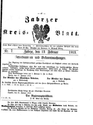 Zabrzer Kreis-Blatt on Feb 13, 1913