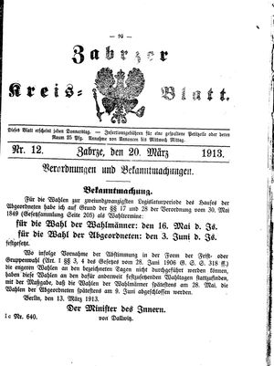 Zabrzer Kreis-Blatt vom 20.03.1913